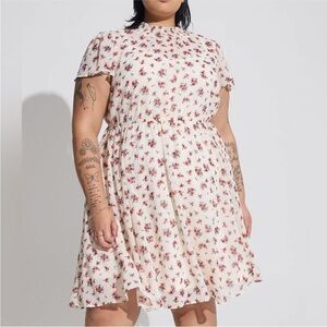 🌹🖤 TORRID Mini Chiffon Smocked Dress Rose Floral 2X NWT